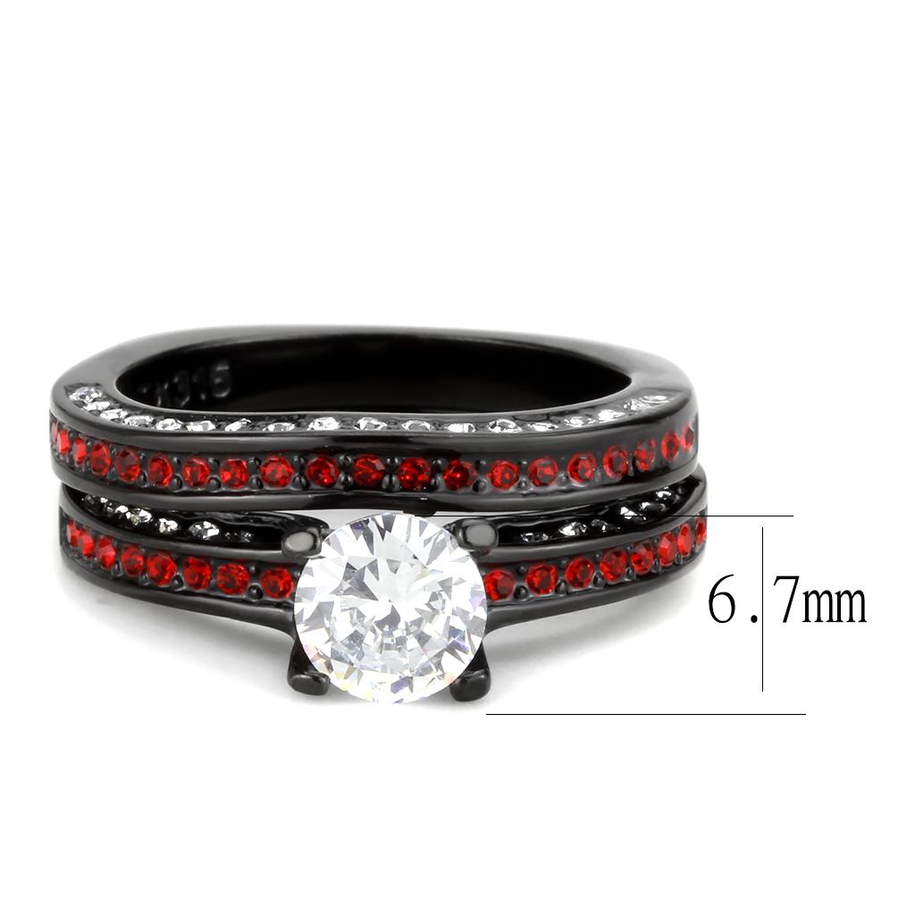 TK3695 - IP Black(Ion Plating) Stainless Steel Ring with AAA Grade CZ in Clear