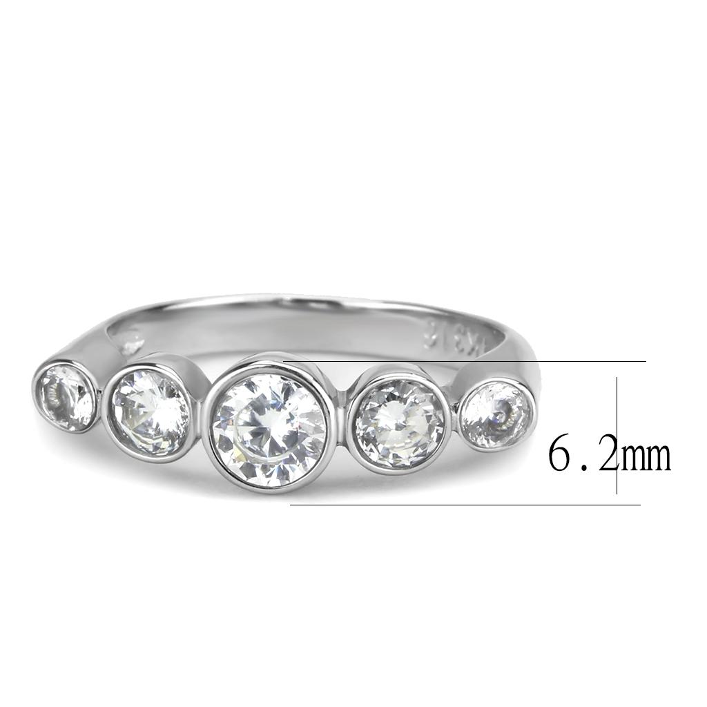 TK3697 - High polished (no plating) Stainless Steel Ring with AAA Grade CZ in Clear
