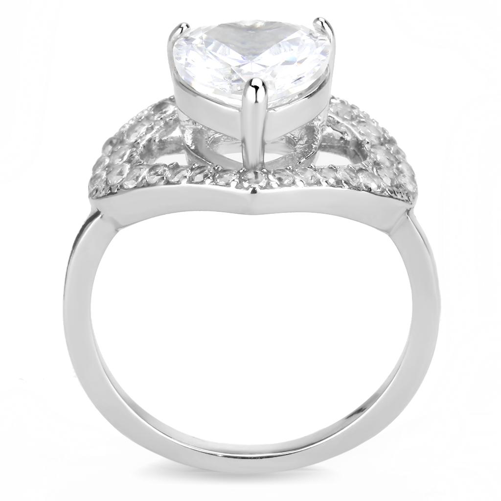 TK3698 - High polished (no plating) Stainless Steel Ring with AAA Grade CZ in Clear