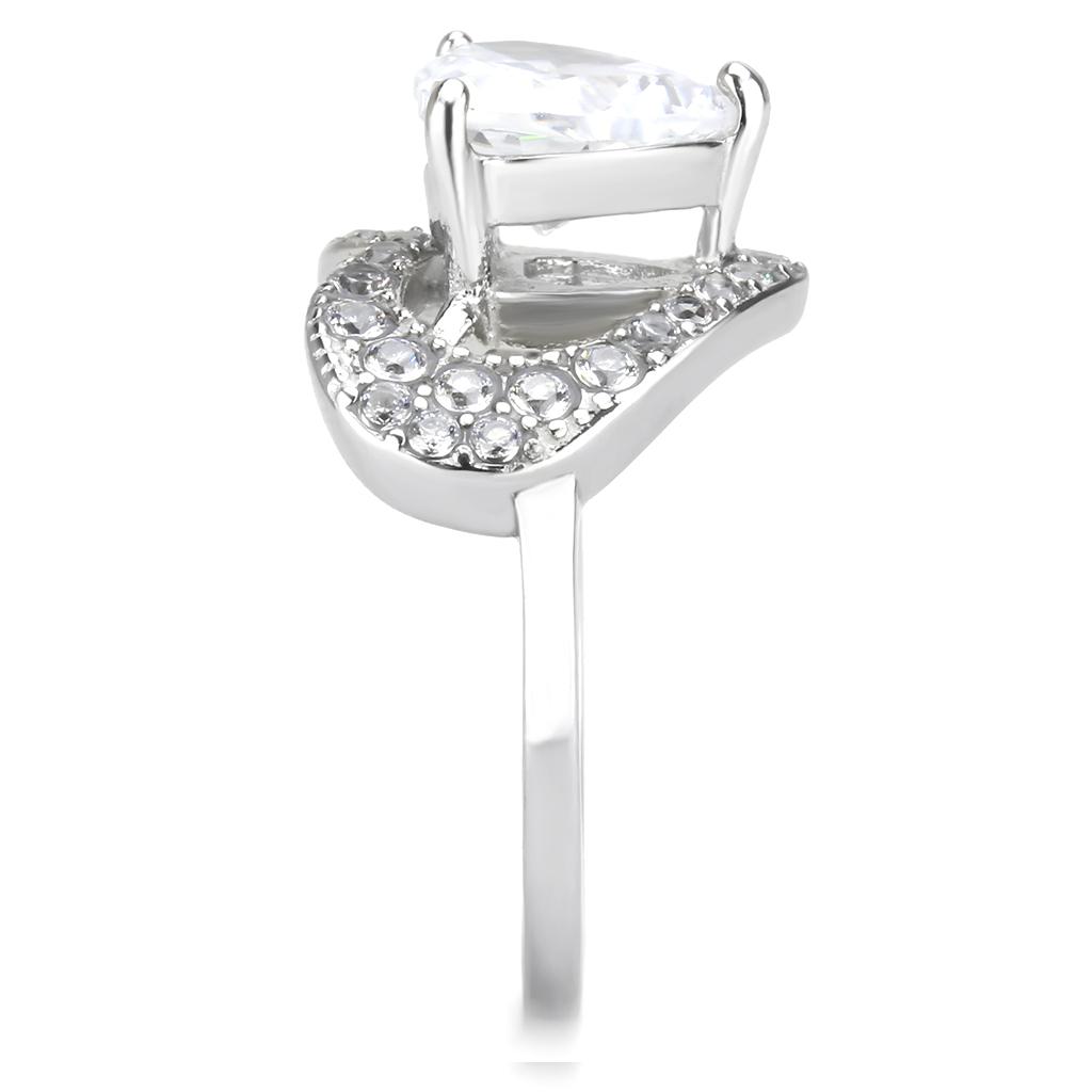 TK3698 - High polished (no plating) Stainless Steel Ring with AAA Grade CZ in Clear