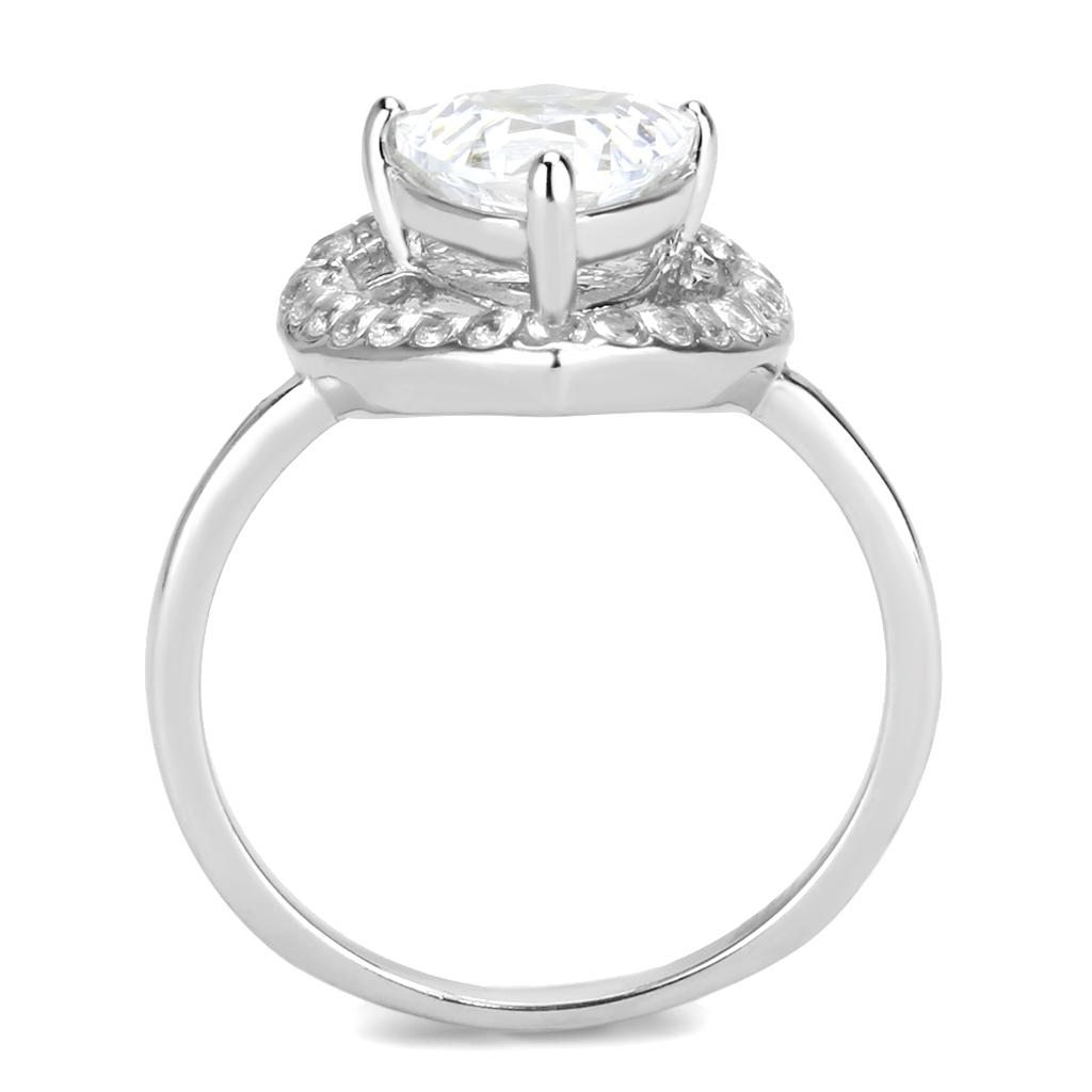 TK3699 - High polished (no plating) Stainless Steel Ring with AAA Grade CZ in Clear