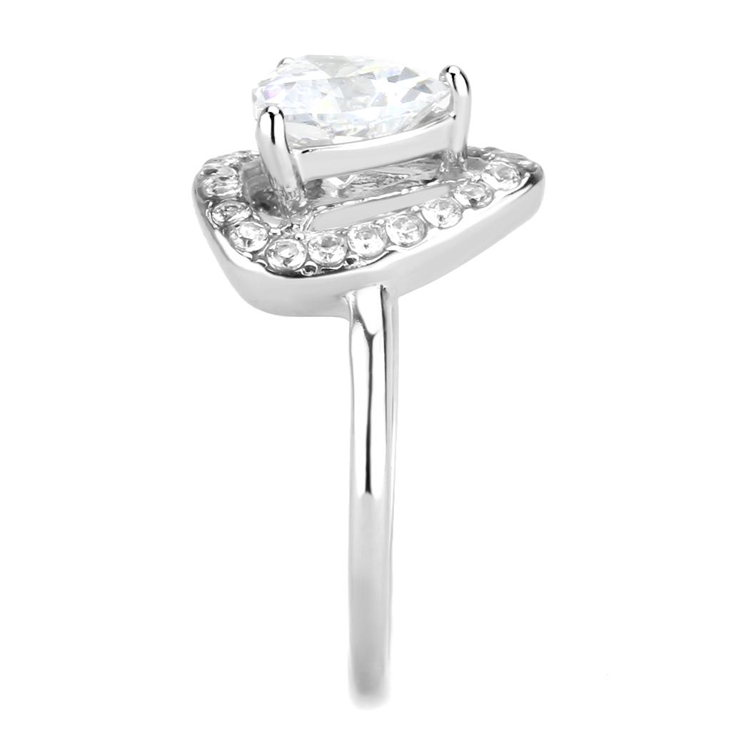 TK3699 - High polished (no plating) Stainless Steel Ring with AAA Grade CZ in Clear