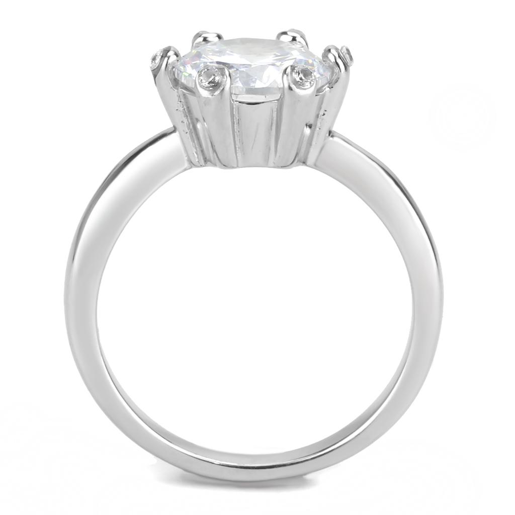 TK3700 - High polished (no plating) Stainless Steel Ring with AAA Grade CZ in Clear