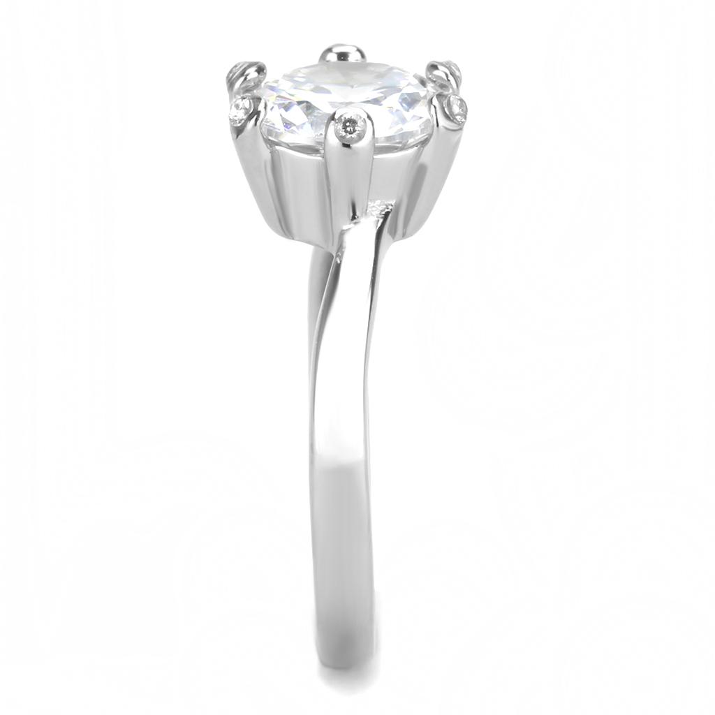 TK3700 - High polished (no plating) Stainless Steel Ring with AAA Grade CZ in Clear