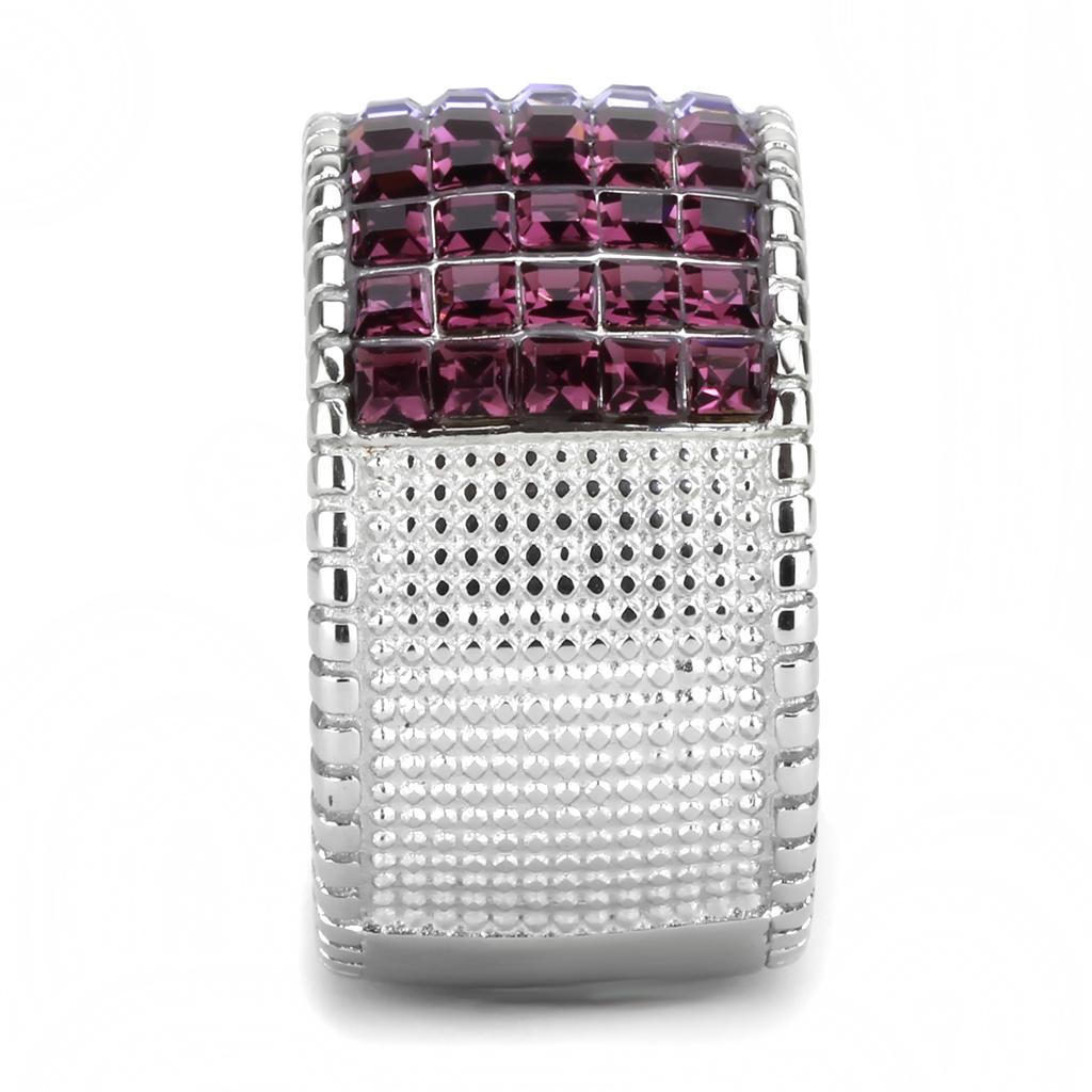TK3703 - High polished (no plating) Stainless Steel Ring with Top Grade Crystal in Multi Color