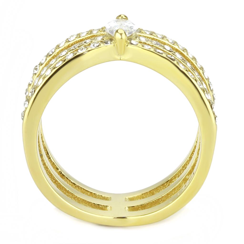TK3705 - IP Gold(Ion Plating) Stainless Steel Ring with AAA Grade CZ in Clear