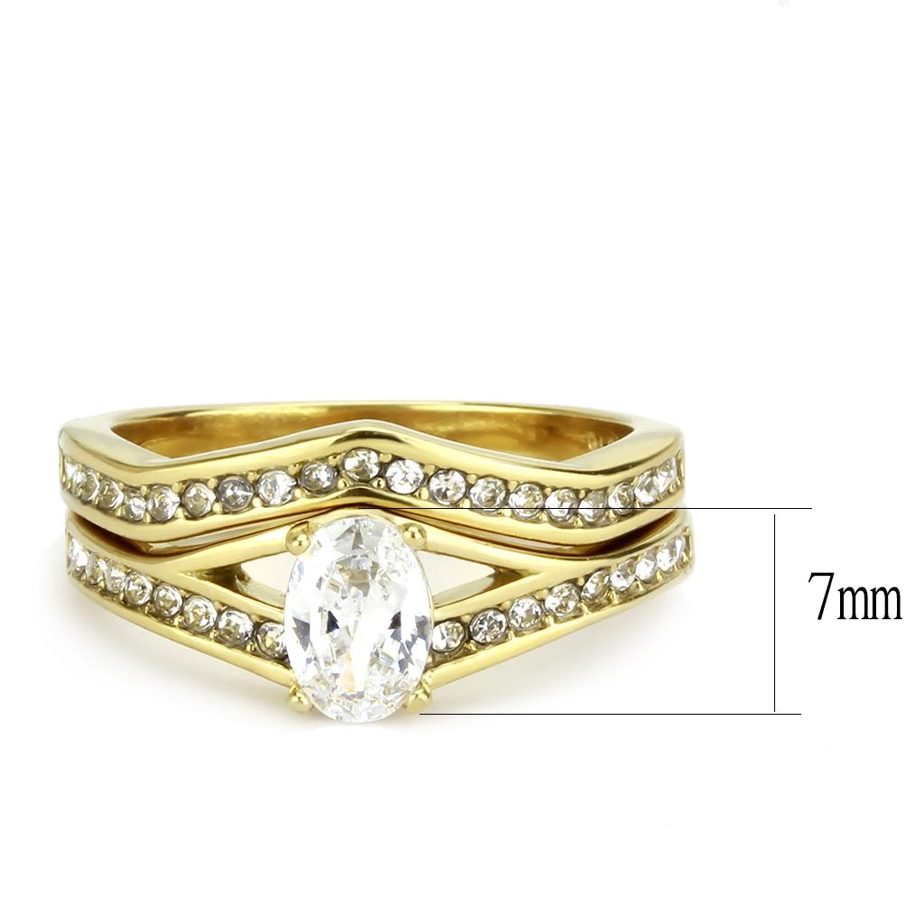 TK3706 - IP Gold(Ion Plating) Stainless Steel Ring with AAA Grade CZ in Clear