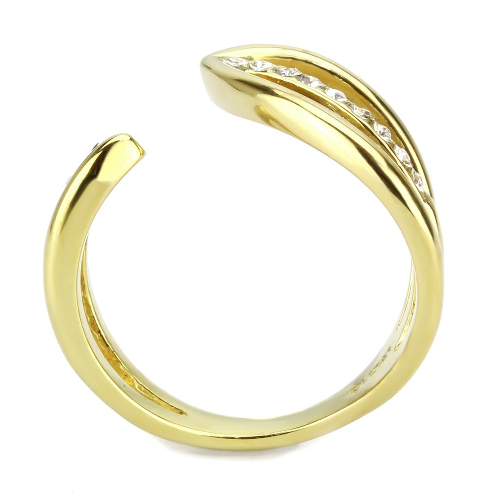 TK3710 - IP Gold(Ion Plating) Stainless Steel Ring with Top Grade Crystal in Clear