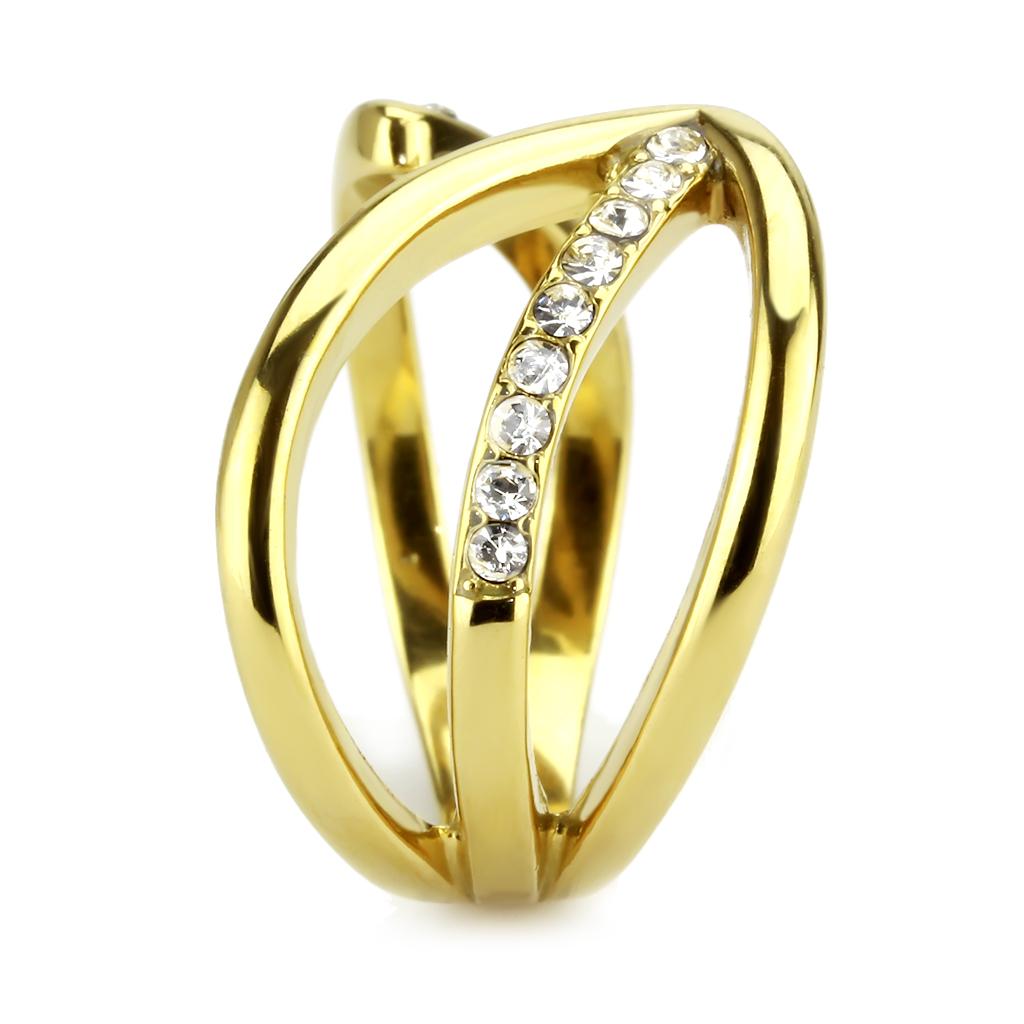 TK3710 - IP Gold(Ion Plating) Stainless Steel Ring with Top Grade Crystal in Clear