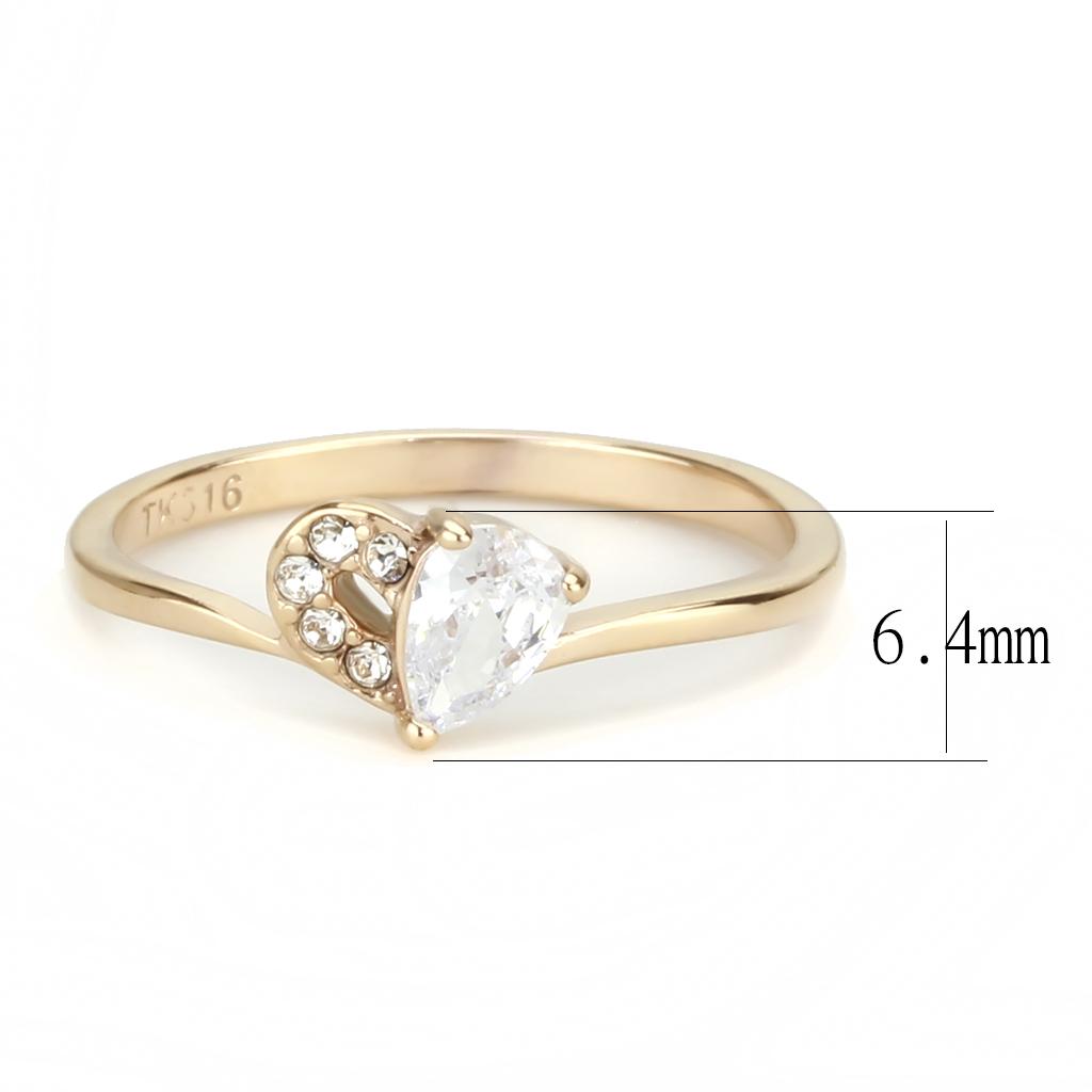 TK3713 - IP Rose Gold(Ion Plating) Stainless Steel Ring with AAA Grade CZ in Clear
