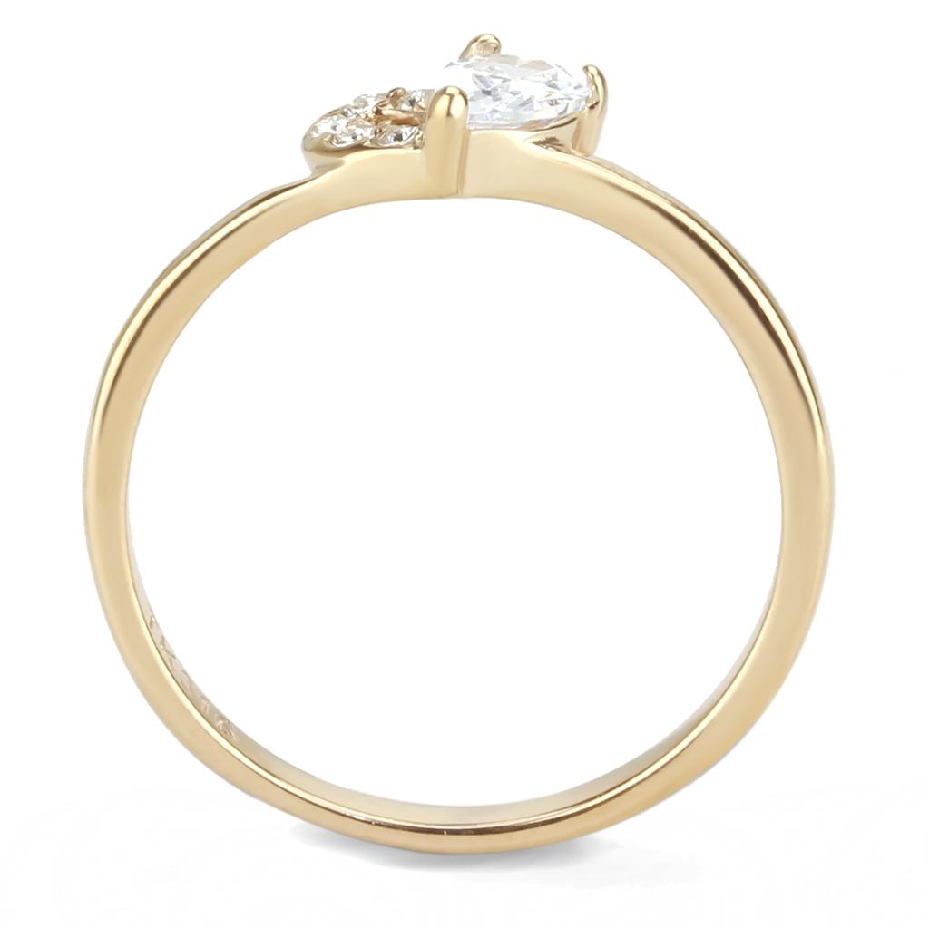 TK3713 - IP Rose Gold(Ion Plating) Stainless Steel Ring with AAA Grade CZ in Clear