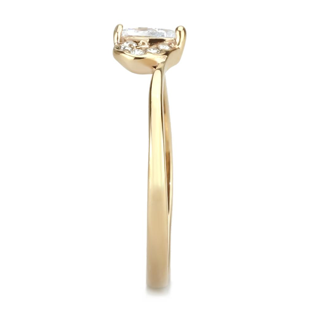 TK3713 - IP Rose Gold(Ion Plating) Stainless Steel Ring with AAA Grade CZ in Clear