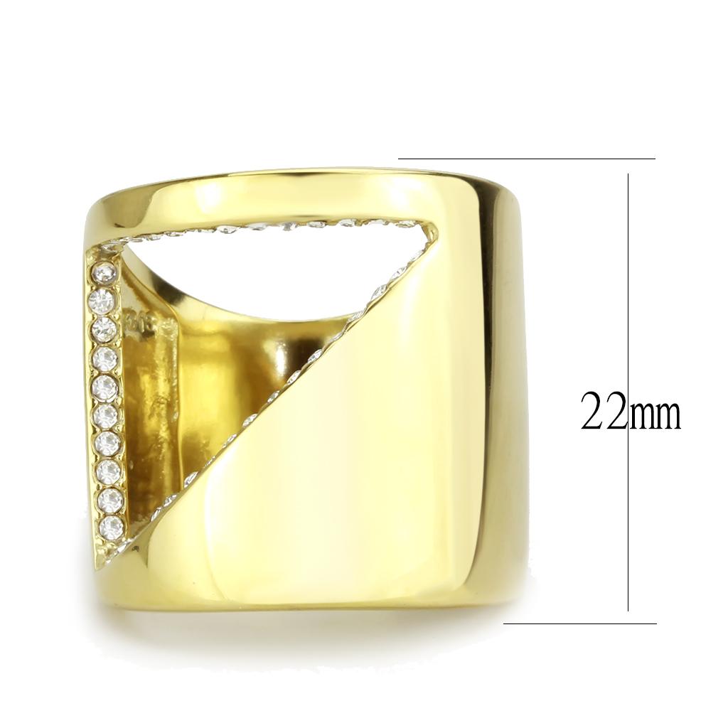 TK3715 - IP Gold(Ion Plating) Stainless Steel Ring with Top Grade Crystal in Clear