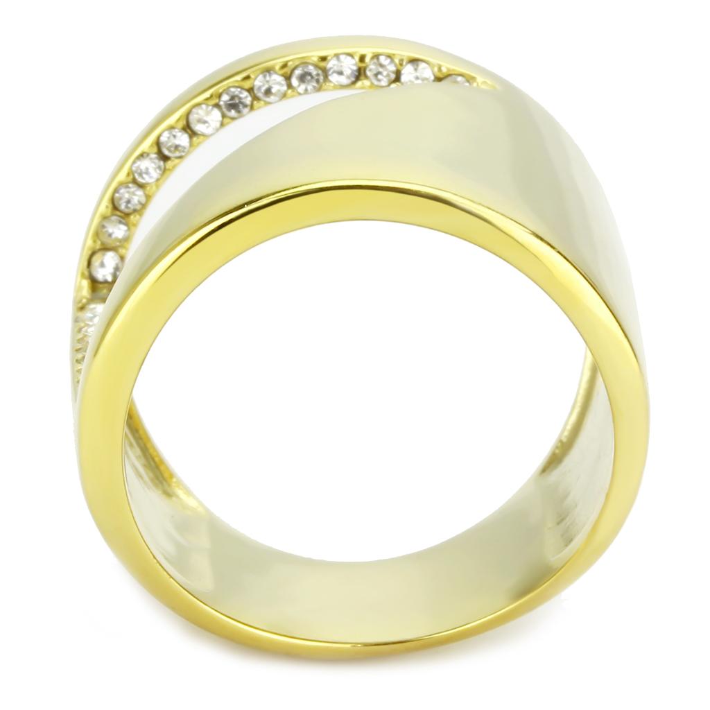 TK3715 - IP Gold(Ion Plating) Stainless Steel Ring with Top Grade Crystal in Clear
