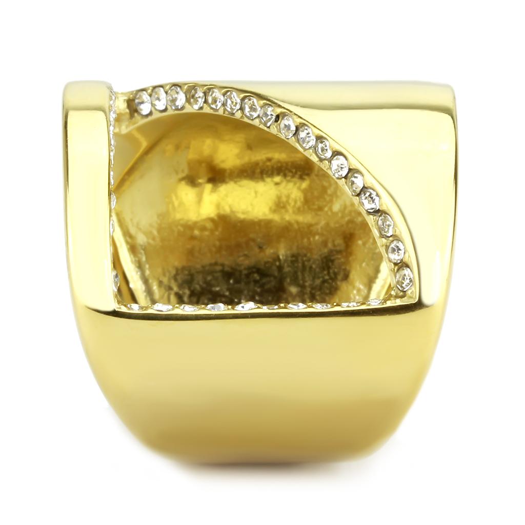 TK3715 - IP Gold(Ion Plating) Stainless Steel Ring with Top Grade Crystal in Clear