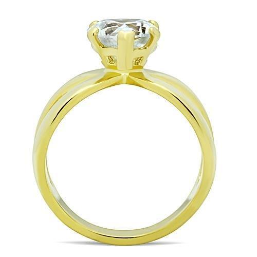 TK390G - IP Gold(Ion Plating) Stainless Steel Ring with AAA Grade CZ in Clear
