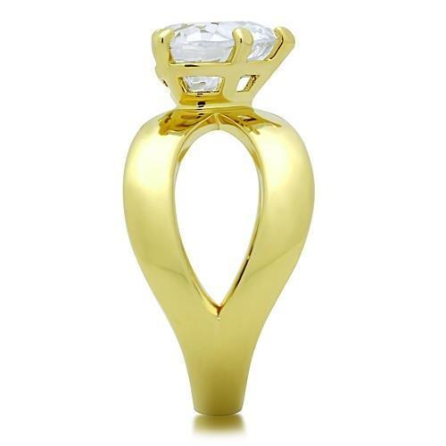 TK390G - IP Gold(Ion Plating) Stainless Steel Ring with AAA Grade CZ in Clear