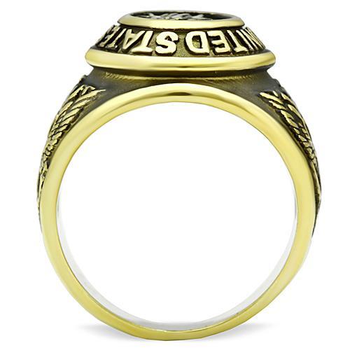 TK414704G - IP Gold(Ion Plating) Stainless Steel Ring with Epoxy in Jet