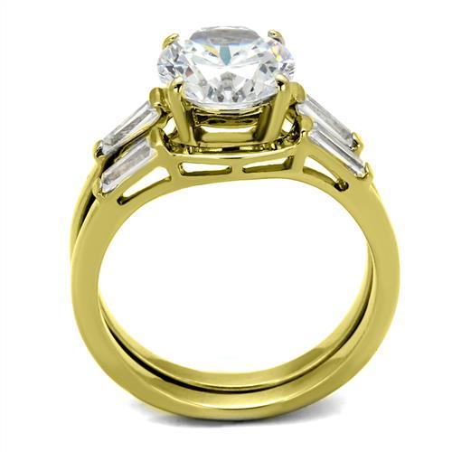 TK44701 - IP Gold(Ion Plating) Stainless Steel Ring with AAA Grade CZ in Clear