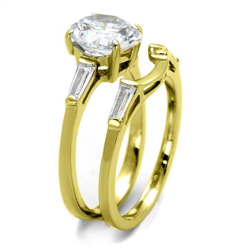 TK44701 - IP Gold(Ion Plating) Stainless Steel Ring with AAA Grade CZ in Clear