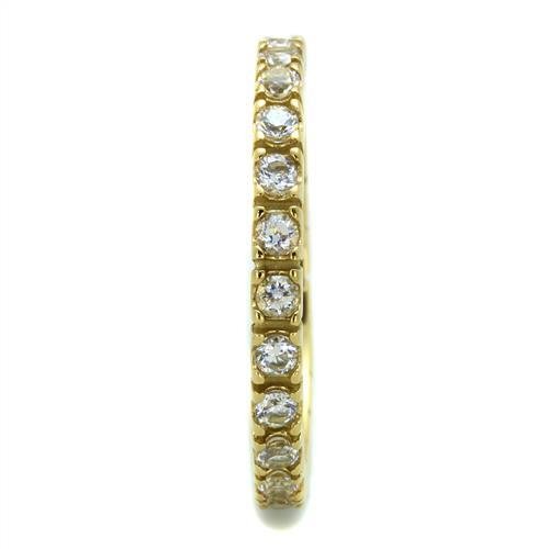 TK45202G - IP Gold(Ion Plating) Stainless Steel Ring with AAA Grade CZ in Clear