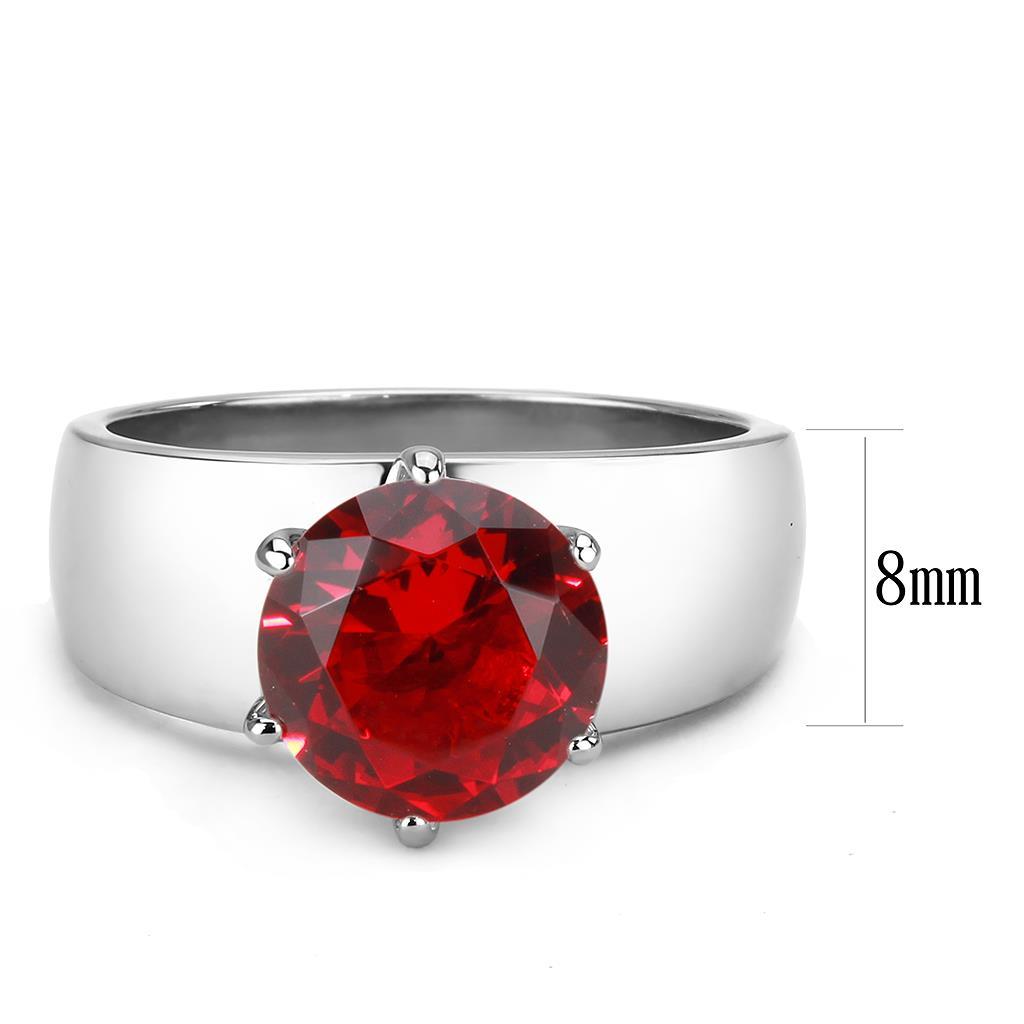 TK52007 - High polished (no plating) Stainless Steel Ring with Synthetic Glass in Siam