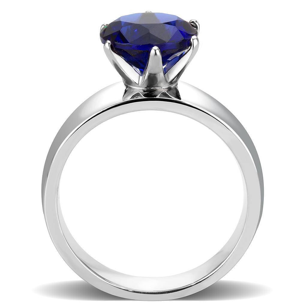 TK52009 - High polished (no plating) Stainless Steel Ring with Synthetic Glass in Montana