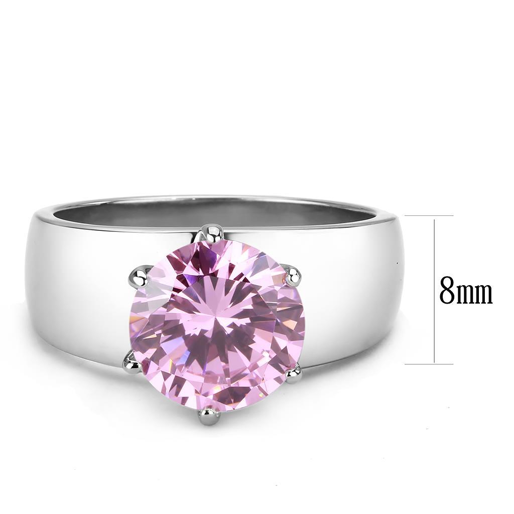 TK52010 - High polished (no plating) Stainless Steel Ring with AAA Grade CZ in Rose