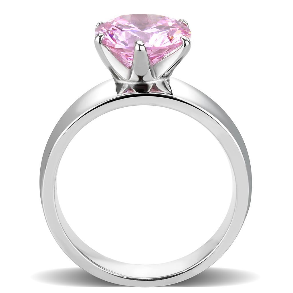 TK52010 - High polished (no plating) Stainless Steel Ring with AAA Grade CZ in Rose