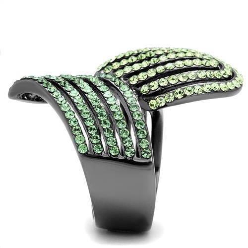 TK691LJ - IP Light Black (IP Gun) Stainless Steel Ring with Top Grade Crystal in Multi Color
