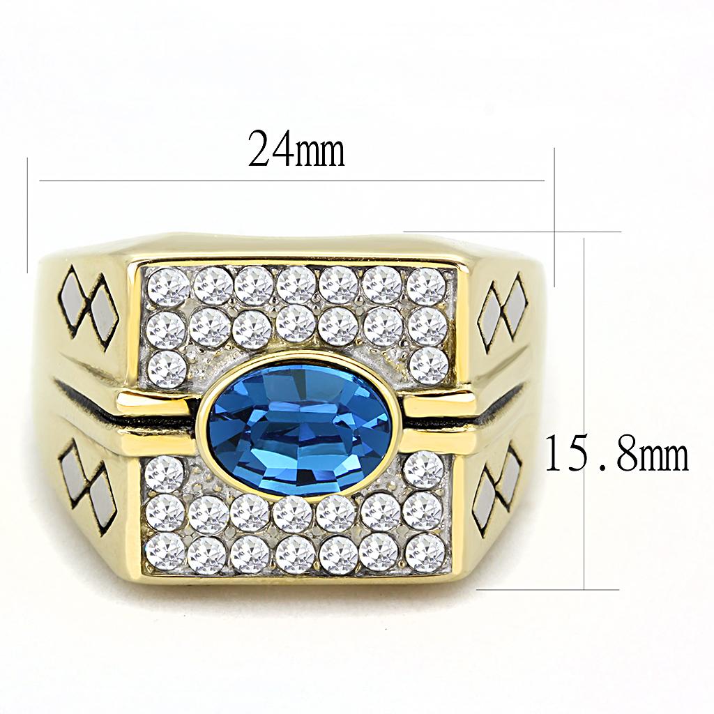 TK752 - Two-Tone IP Gold (Ion Plating) Stainless Steel Ring with Top Grade Crystal in Montana