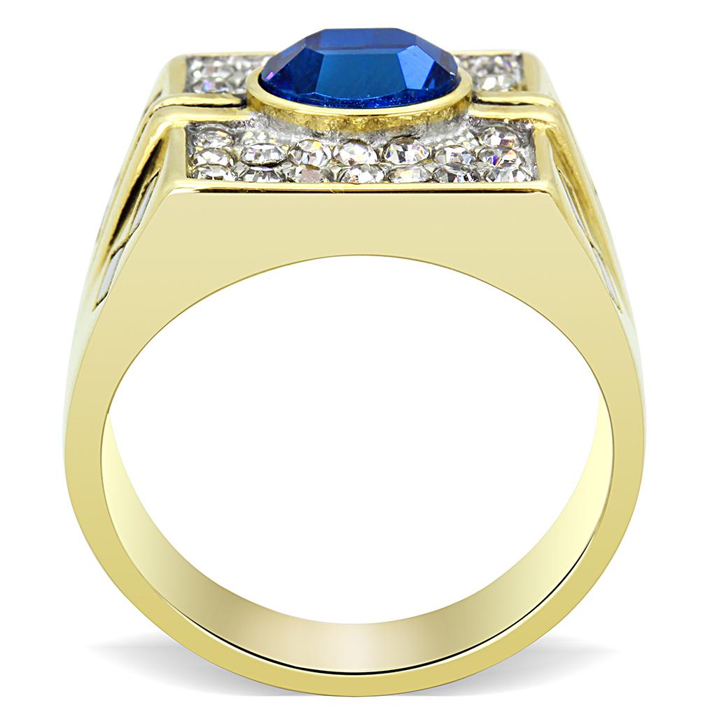 TK752 - Two-Tone IP Gold (Ion Plating) Stainless Steel Ring with Top Grade Crystal in Montana
