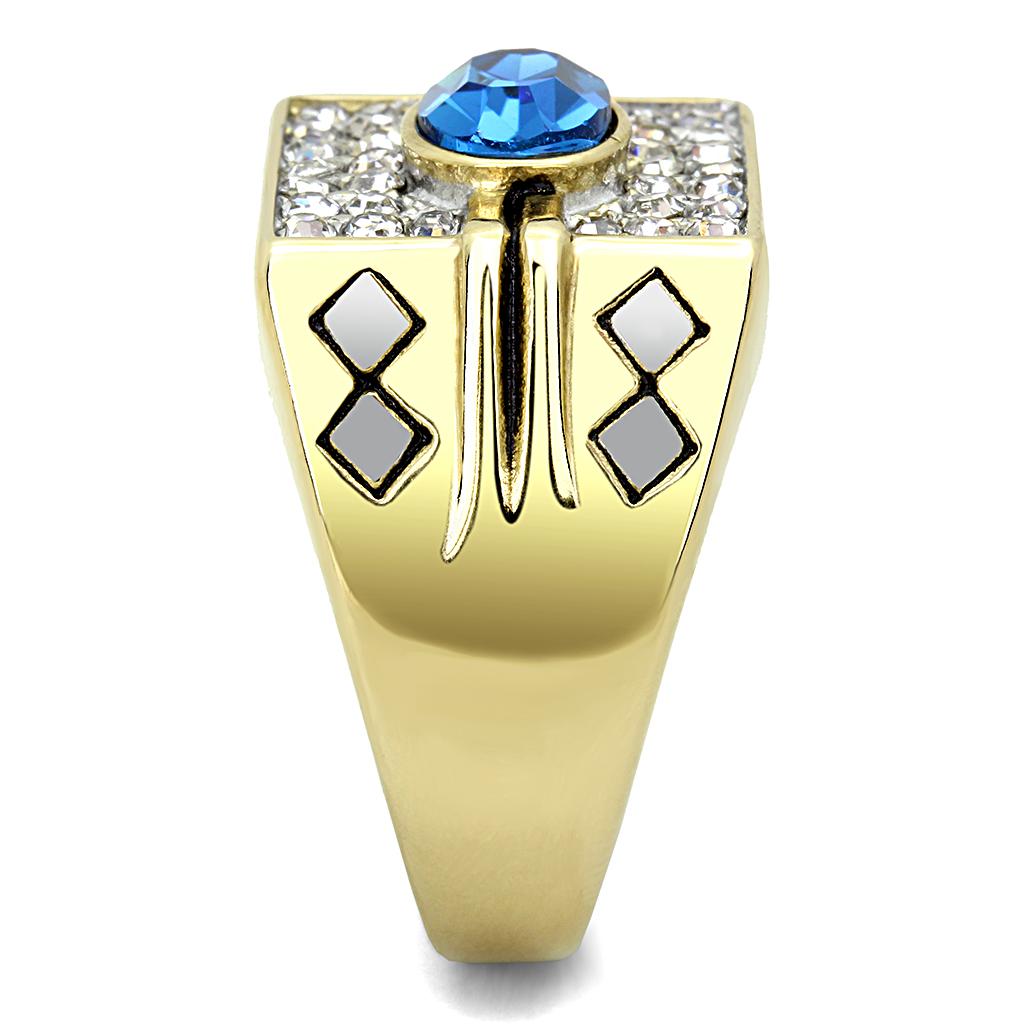 TK752 - Two-Tone IP Gold (Ion Plating) Stainless Steel Ring with Top Grade Crystal in Montana