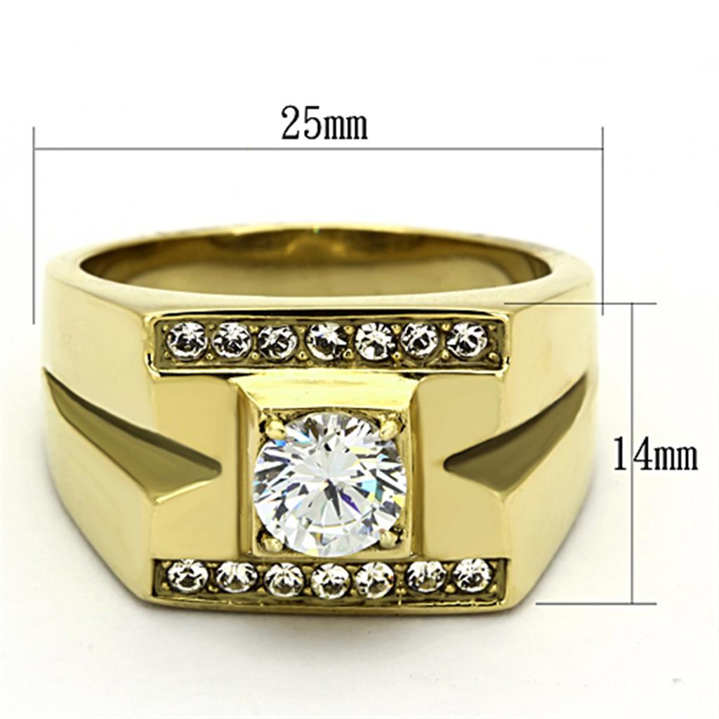 TK777 - IP Gold(Ion Plating) Stainless Steel Ring with AAA Grade CZ in Clear