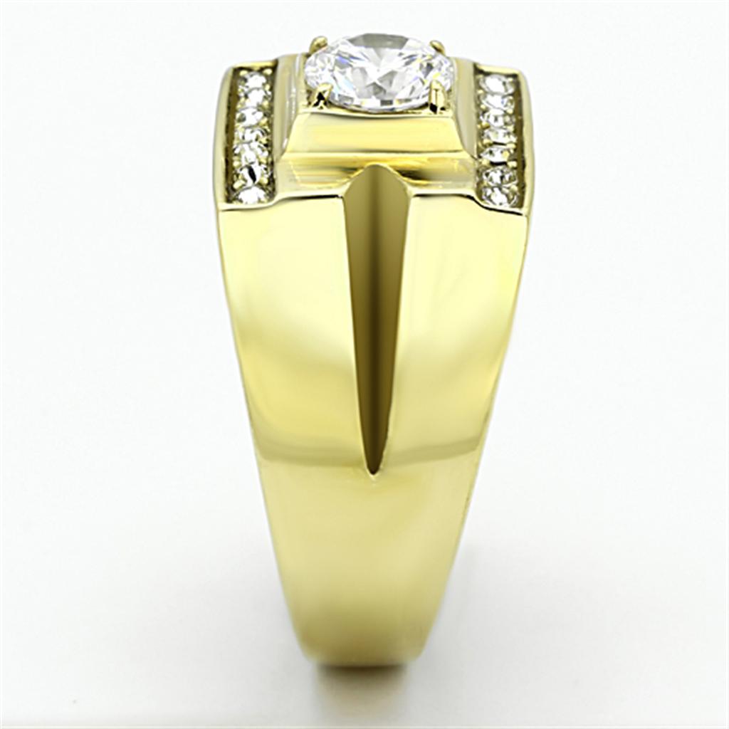 TK777 - IP Gold(Ion Plating) Stainless Steel Ring with AAA Grade CZ in Clear