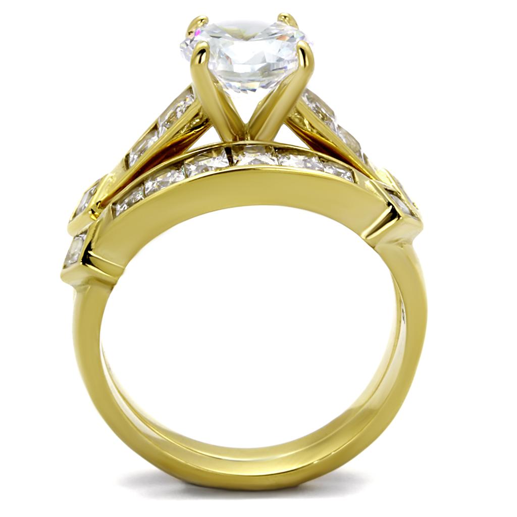 TK8X040 - IP Gold(Ion Plating) Stainless Steel Ring with AAA Grade CZ in Clear