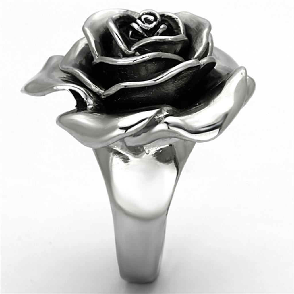 TK923 - High polished (no plating) Stainless Steel Ring with Epoxy in Jet