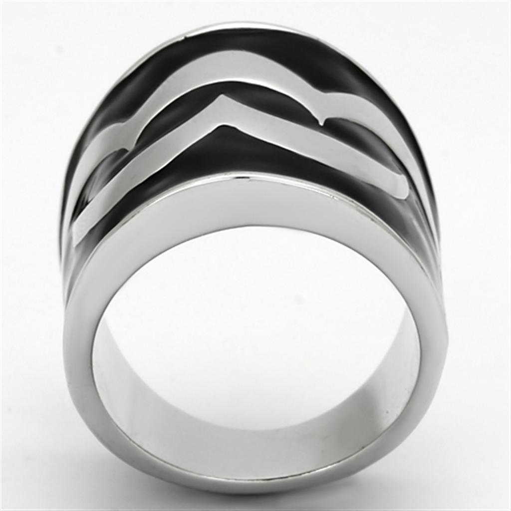 TK926 - High polished (no plating) Stainless Steel Ring with Epoxy in Jet