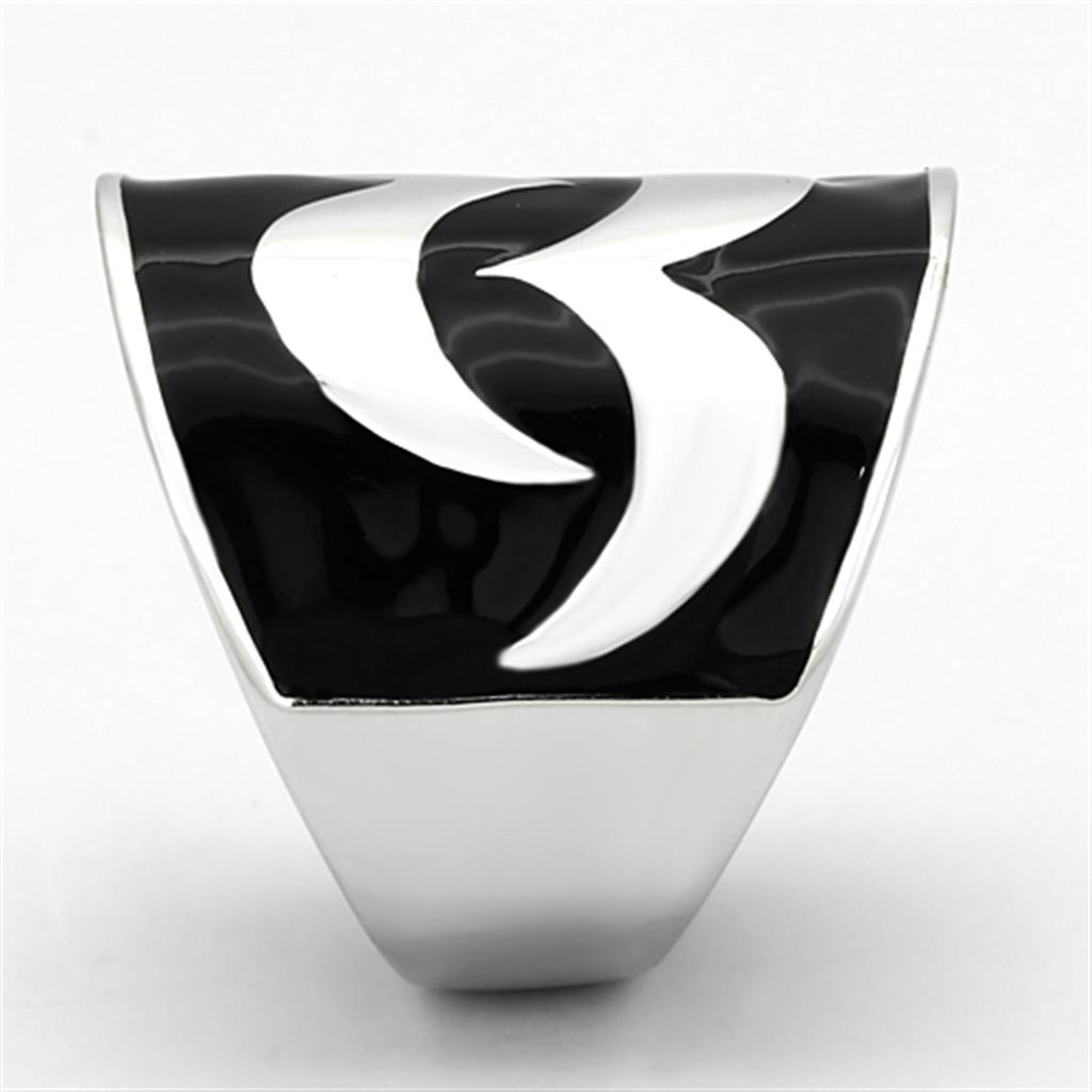 TK926 - High polished (no plating) Stainless Steel Ring with Epoxy in Jet