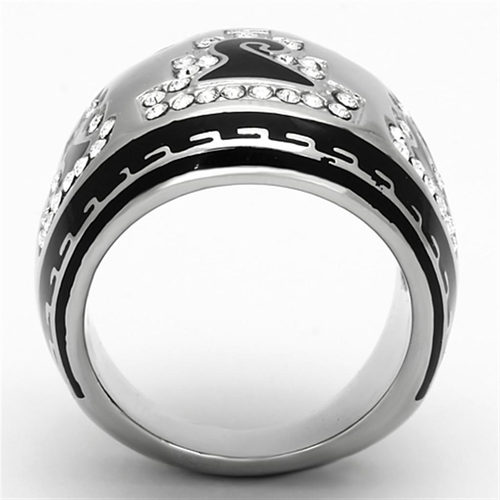 TK928 - High polished (no plating) Stainless Steel Ring with Top Grade Crystal in Clear