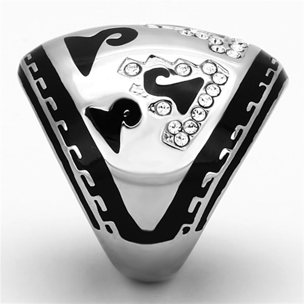 TK928 - High polished (no plating) Stainless Steel Ring with Top Grade Crystal in Clear