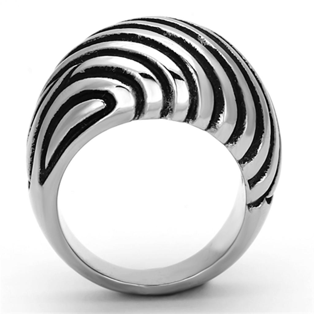 TK929 - High polished (no plating) Stainless Steel Ring with Epoxy in Jet