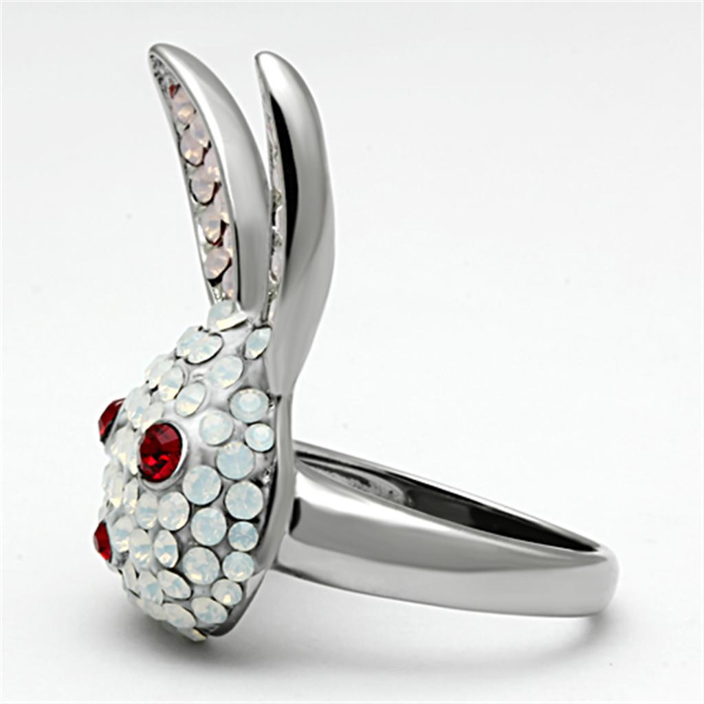 TK931 - High polished (no plating) Stainless Steel Ring with Top Grade Crystal in Multi Color