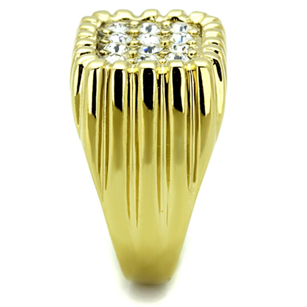 TK940G - IP Gold(Ion Plating) Stainless Steel Ring with Top Grade Crystal in Clear
