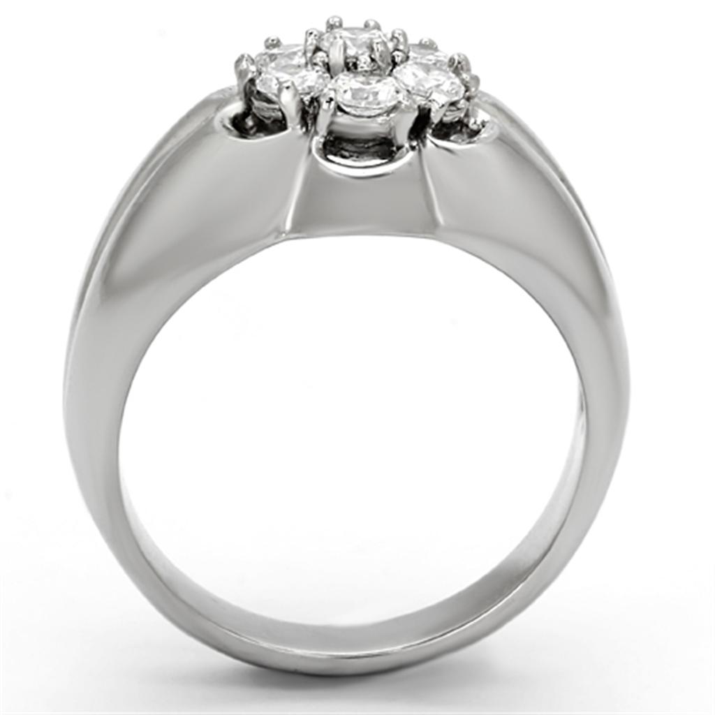 TK944 - High polished (no plating) Stainless Steel Ring with AAA Grade CZ in Clear