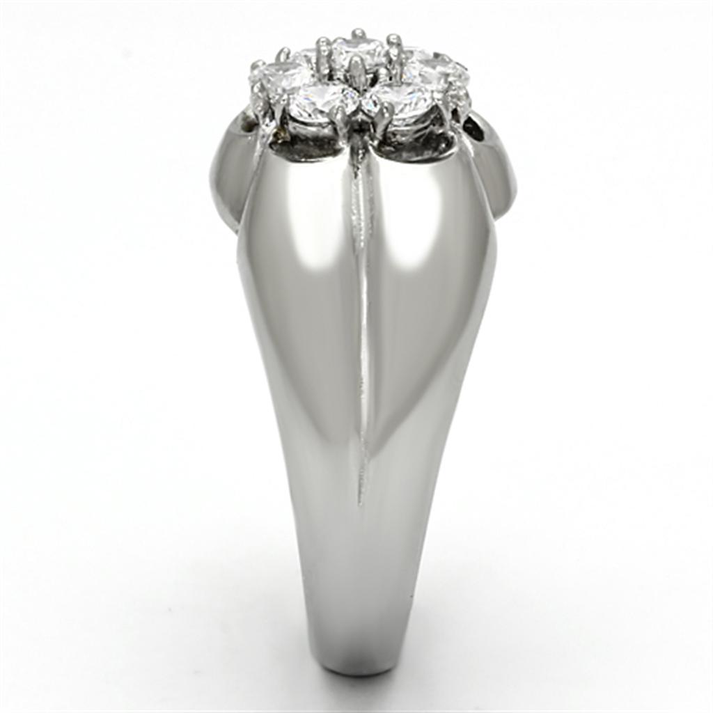 TK944 - High polished (no plating) Stainless Steel Ring with AAA Grade CZ in Clear