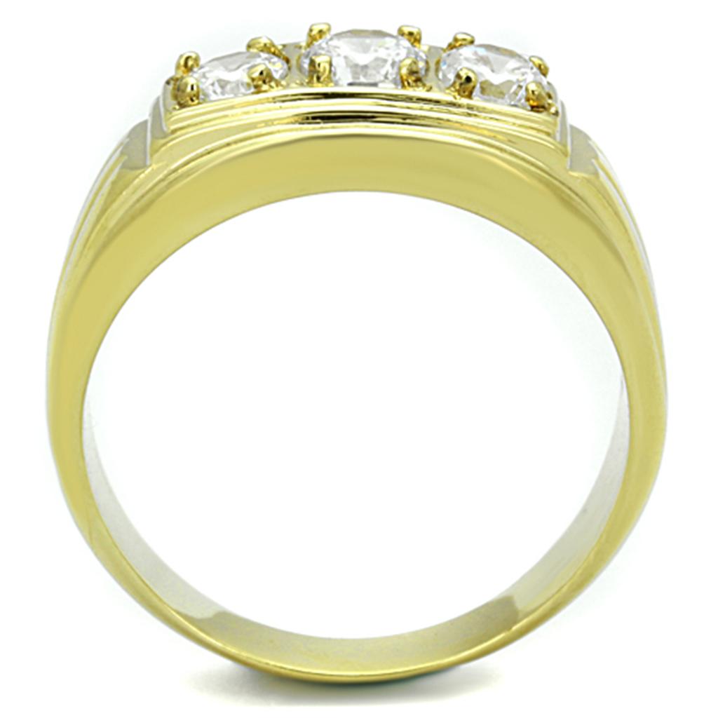 TK946G - IP Gold(Ion Plating) Stainless Steel Ring with AAA Grade CZ in Clear