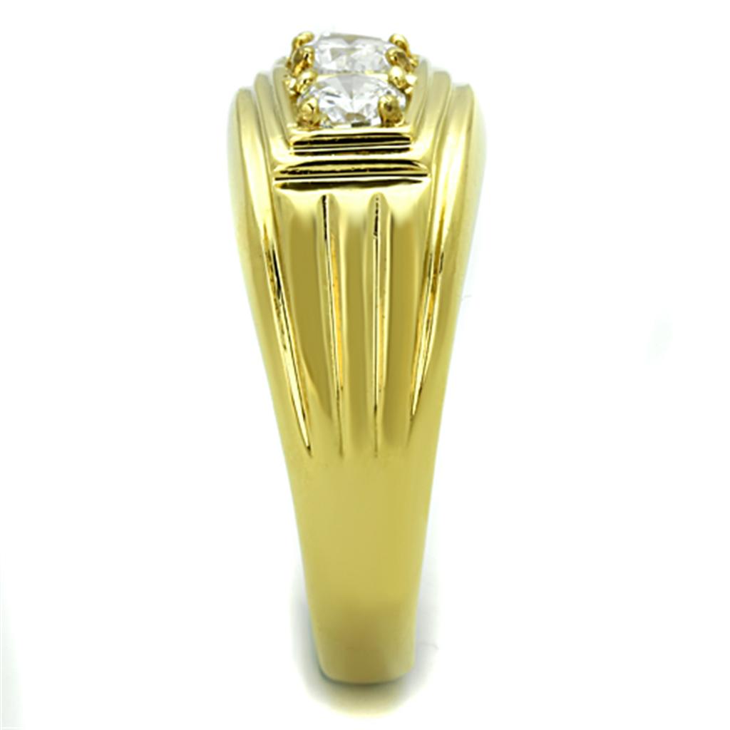 TK946G - IP Gold(Ion Plating) Stainless Steel Ring with AAA Grade CZ in Clear