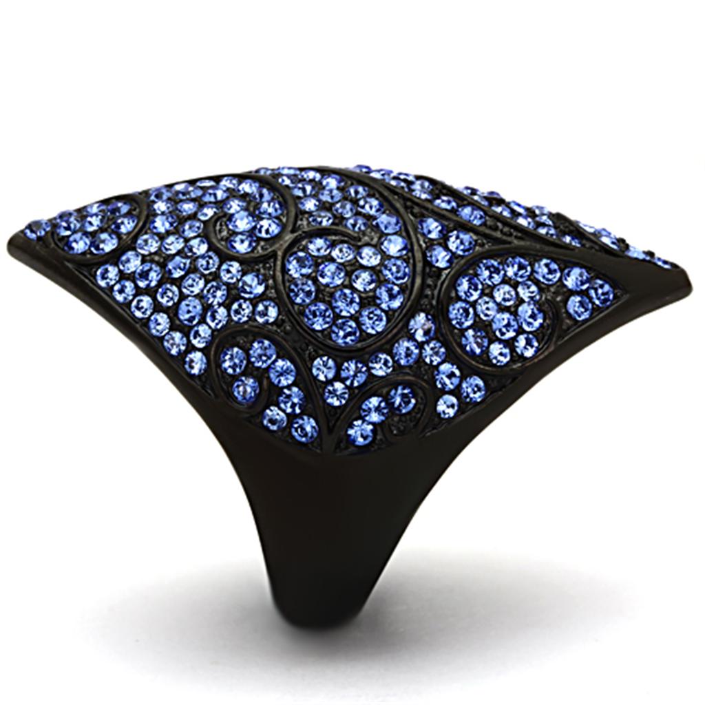 TK949 - IP Black(Ion Plating) Stainless Steel Ring with Top Grade Crystal in Sapphire