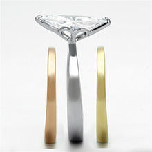 TK964 - Three Tone IP (IP Gold & IP Rose Gold & High Polished) Stainless Steel Ring with AAA Grade CZ  in Clear